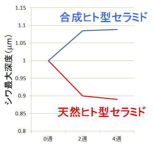 天然ヒト型セラミドのシワ改善効果_シワ最大深度